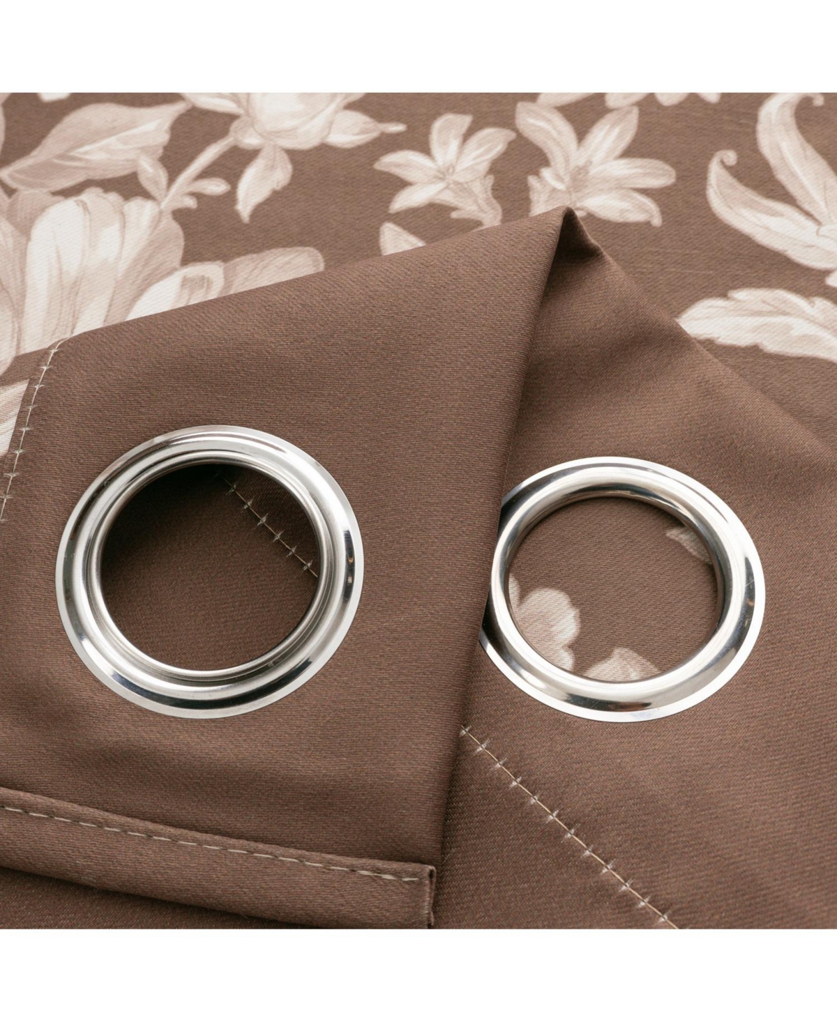 Olivia Gray 100% Polyester 190 Gsm Eloise Reversible Blackout Grommet Curtain Panel 54" x 90" Mocha