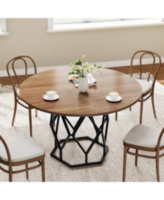 47 Inch Round Dining Table Farmhouse Dining Kitchen Table for 4-6 People Kitchen and Dining Room Tables