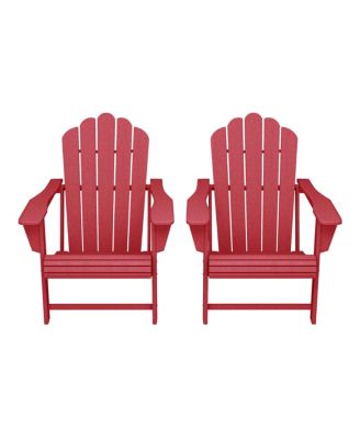 Outdoor Patio HDPE Adirondack Chairs With Cup Holders (Set of 2)