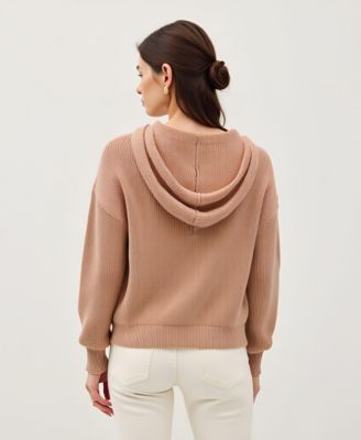 Women's Button-Front Knit Drop-Shoulder Hoodie