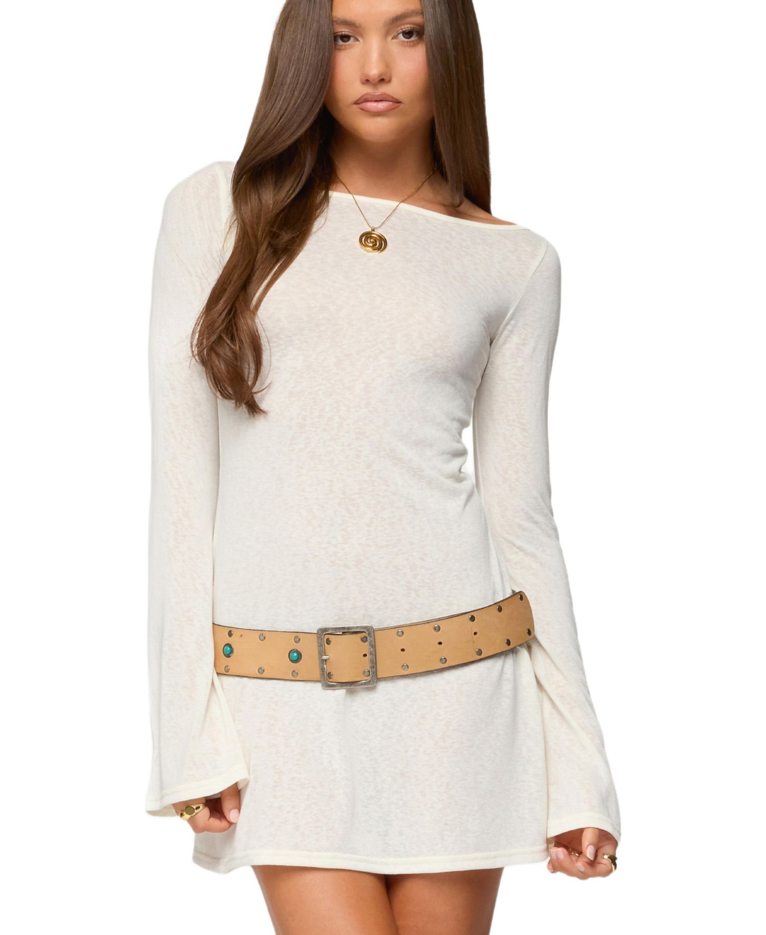 Women's Noria Sheer Flared Sleeve Mini Dress