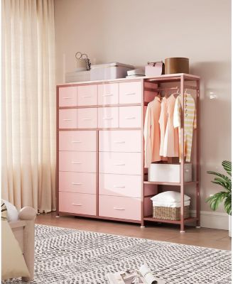 Large Clothes Storage Rack 16-Drawer & 2-Tier Shelves - Space Saving Freestanding Wardrobe for Small Bedroom/Apartment | No Assembly Needed