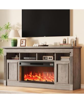 Farmhouse Electric Fireplace TV Stand, Entertainment Center, Console Table TV Cabinet with Open Storage