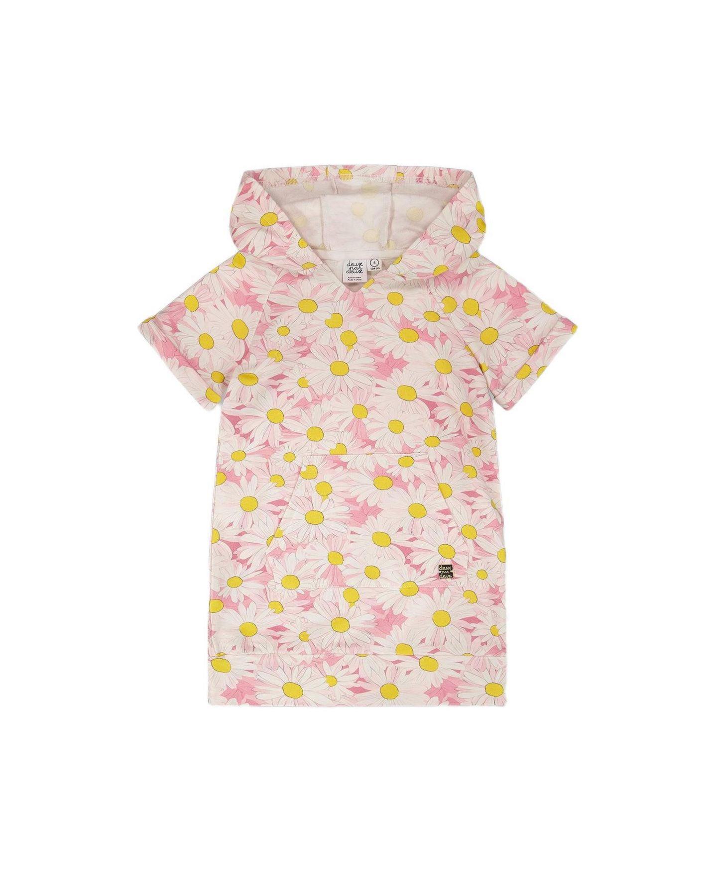 Платье Deux par Deux French Terry Hooded Dress Printed Daisies для девочек, цвет: Розовый с принтом — фото 1