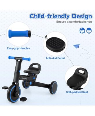 4-in-1 Foldable Toddler Tricycle with Push Handle with Adjustable Seat