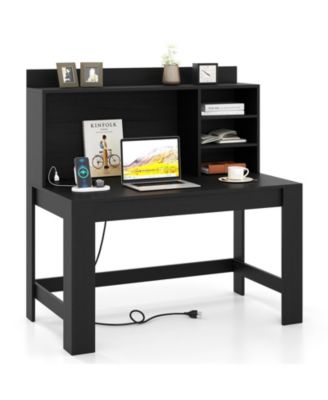 Modern Home Office Desk with Hutch and Storage, Workstation