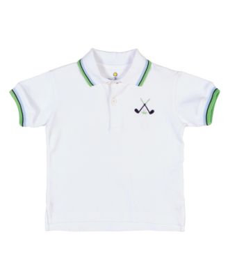 Toddler Boy Knit Polo With Golf Clubs
