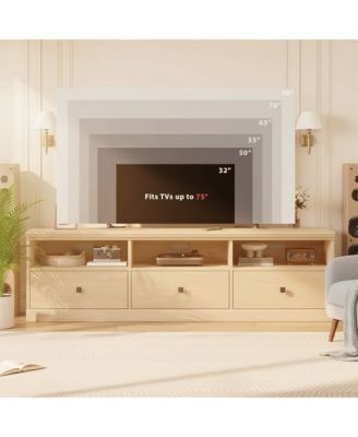 TV Console with Open Shelves & Storage Drawer, Multipurpose Media Unit