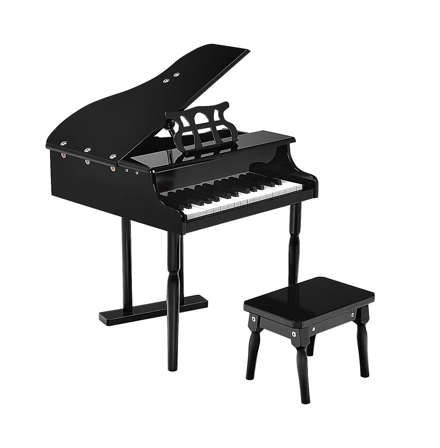 Детские игрушки Slickblue Kids' 30-Key Piano Keyboard with Bench, Piano Lid and Music Stand, 4-Piece Set, Ages 3+, цвет: Чёрный — фото 1