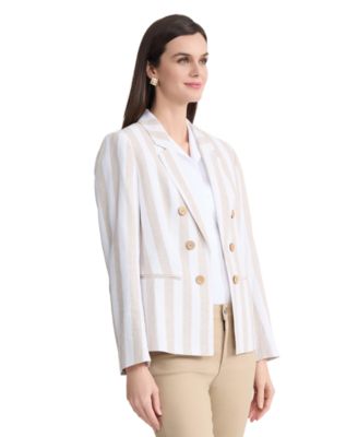 Petite Faux Double-Breasted Collared Jacket