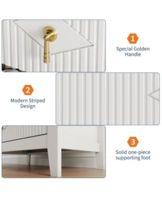 "28" wide modern 3 drawer dresser with metal handle—wood storage chest for bedroom or living room."