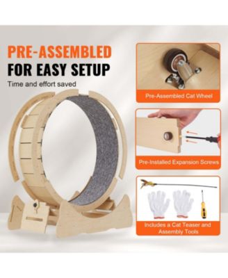 Cat Exercise Wheel: 43.3" Large Indoor Cat Treadmill in Yellow for Active Cats - Silent Running