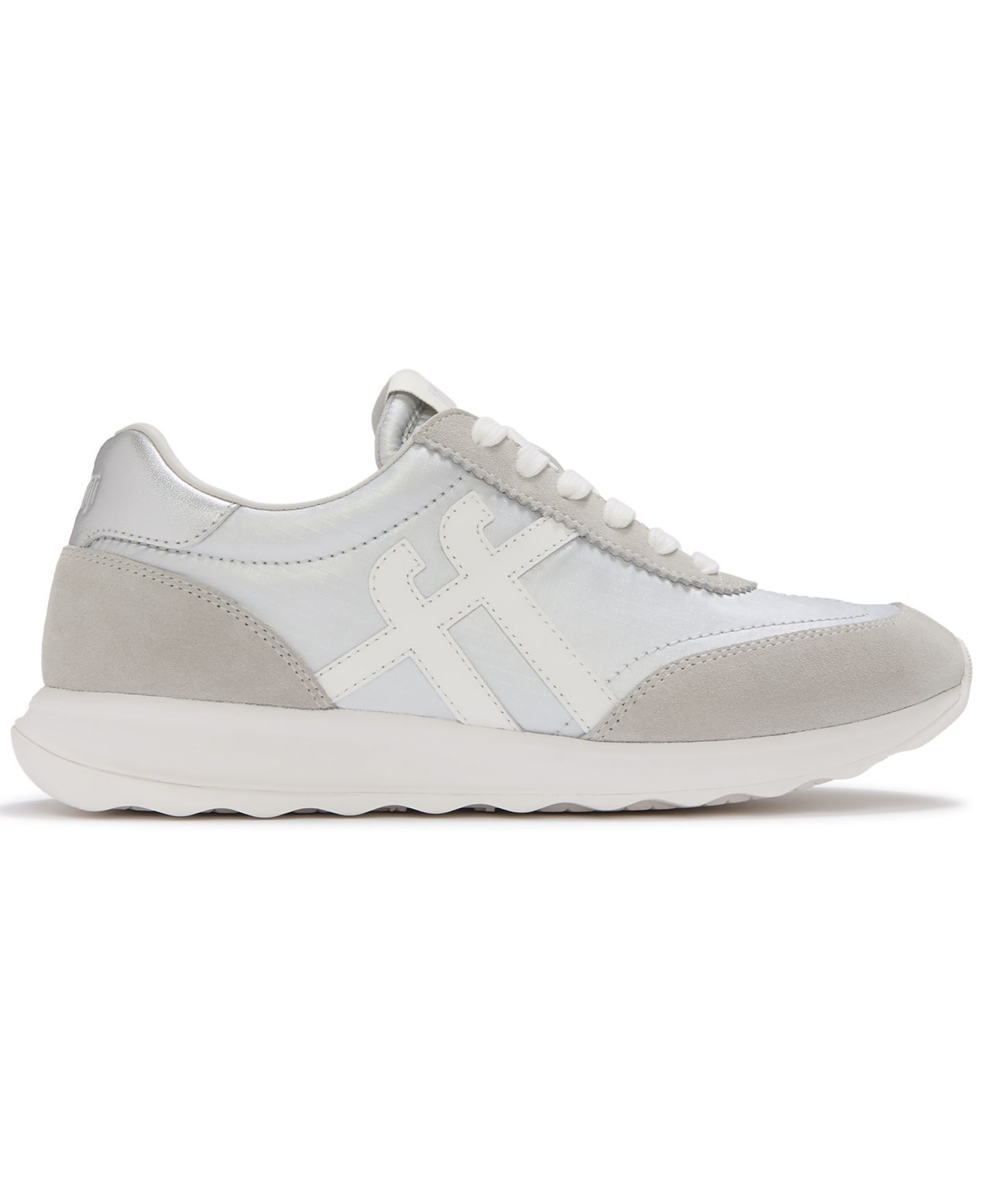 Женские кроссовки FitFlop Retro-Q FF Lace-Up Trainers, цвет: Серебристый / Белый — фото 2