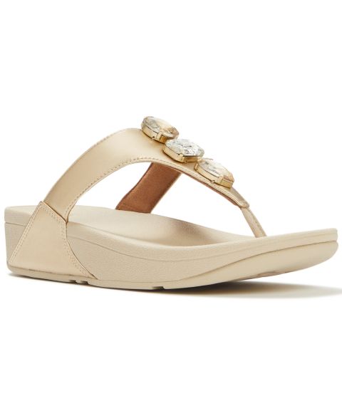 Женские сандалии FitFlop Lulu Ultra Jewel Metallic Toe Post Slip-On, цвет: Platino