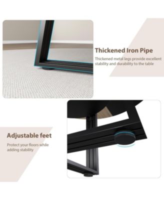 Round Dining Table for 4-6, 47.2" Farmhouse Kitchen Table with Storage, Circle Dinner Tables for Kitchen, Dining Room, Living Room