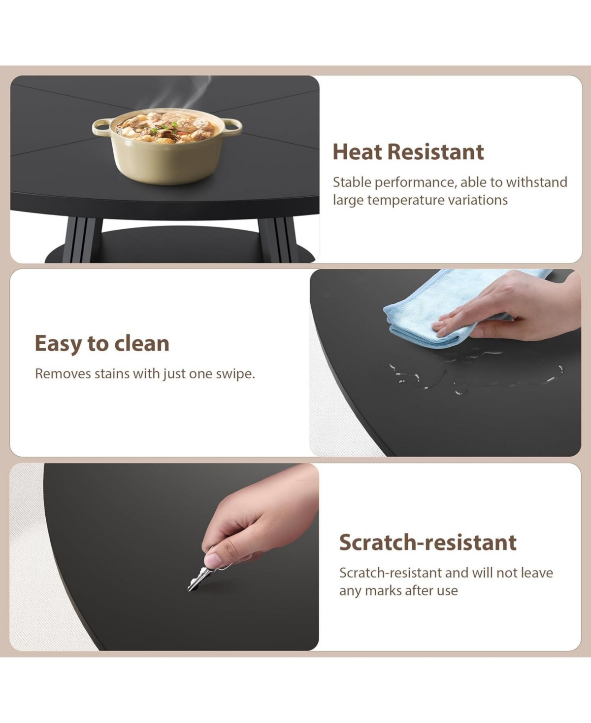 gaomon Round Dining Table for 4-6, 47.2" Farmhouse Kitchen with Storage, Circle Dinner Tables Kitchen, Room, Living Room