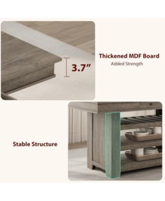 60" Counter Height Dining Table for 4, Farmhouse Rectangular Tall Bar Height Kitchen Dining Table & Thick Table Top, with Deepened Wine Rack