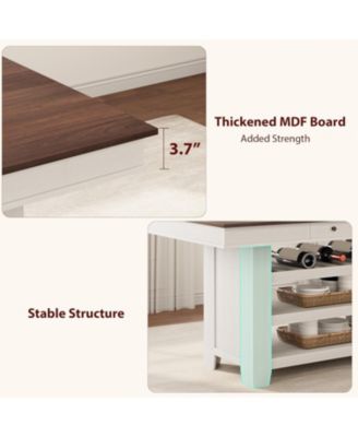 60" Counter Height Dining Table for 4, Farmhouse Rectangular Tall Bar Height Kitchen Dining Table & Thick Table Top, with Deepened Wine Rack