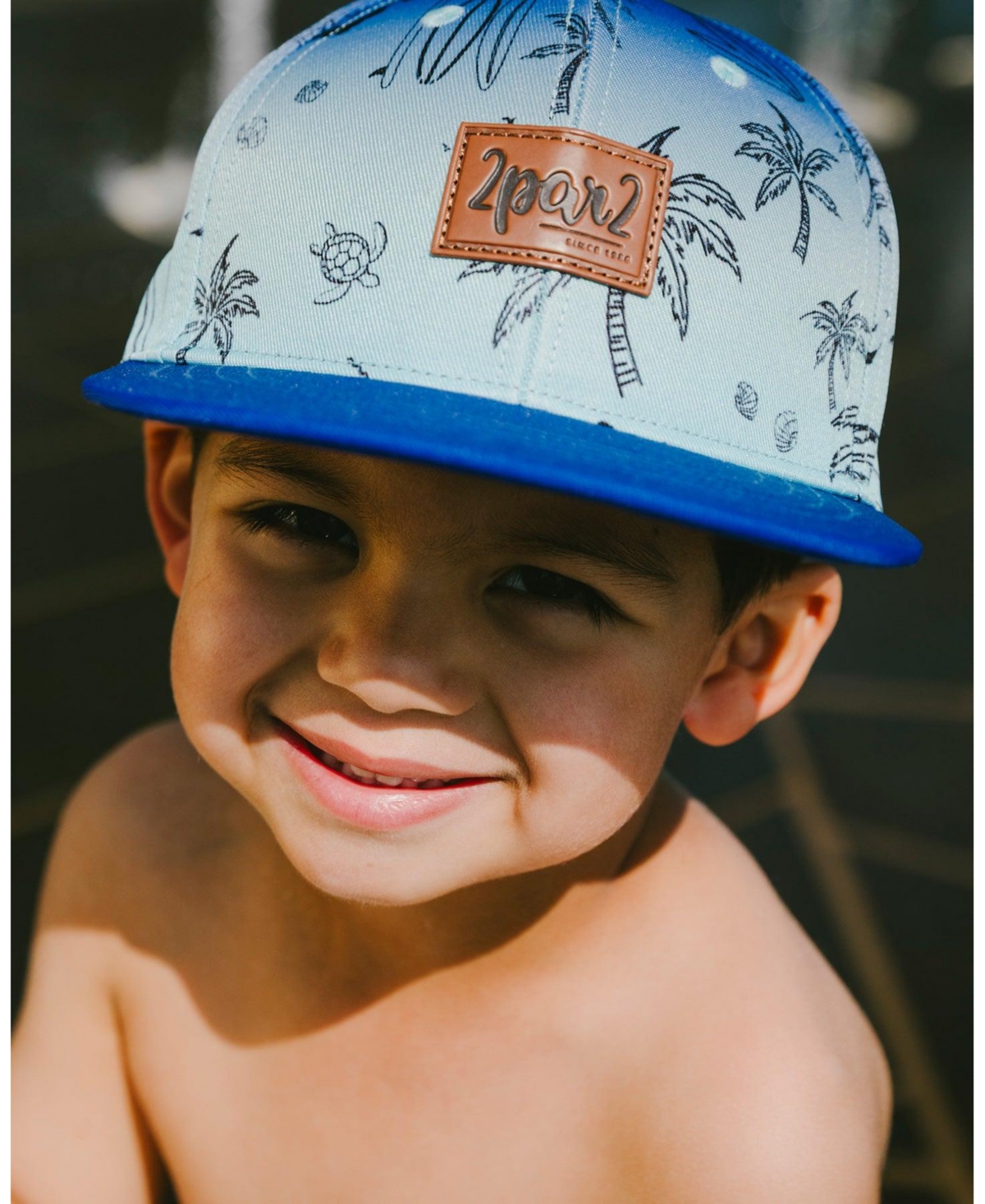 Deux par Deux Boy Cap Blue Beach Print