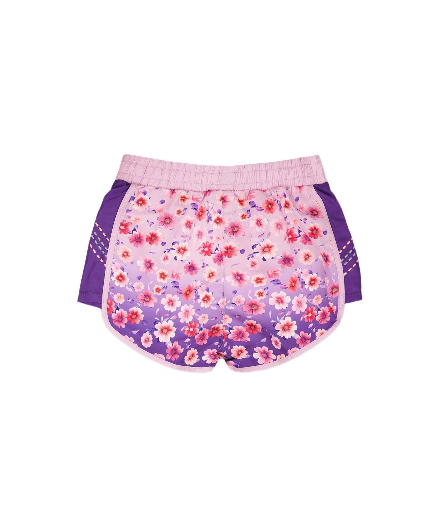 Girl Athletic Shorts in Polyester Mauve Floral Gradient
