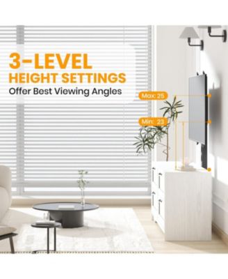 TV Stand with Mount and 4 Drawers Storage Fits 32/45/55/65/75/80 Inch TVs, White Entertainment Center w/Height Adjustable Mount for Living Room