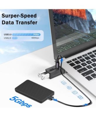 5-in-1 USB 3.0 Hub - 5Gbps High-Speed Data Transfer, Portable USB Splitter for Laptop, PC, Camera,Ideal for Office