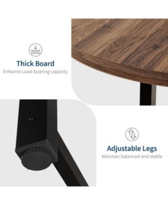 Round Dining Table, Industrial Dinner Table for 4 to 6, Wooden Kitchen Table with Sturdy Metal Frame