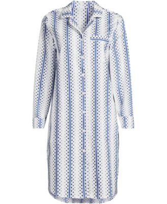Plus Size Cotton Poplin Long Sleeve Sleepshirt Nightgown