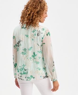 Women's Printed Foiled Ruffle Blouse