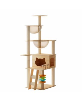 59" Modern Cat Tower - Sisal Posts + Acrylic Hammock