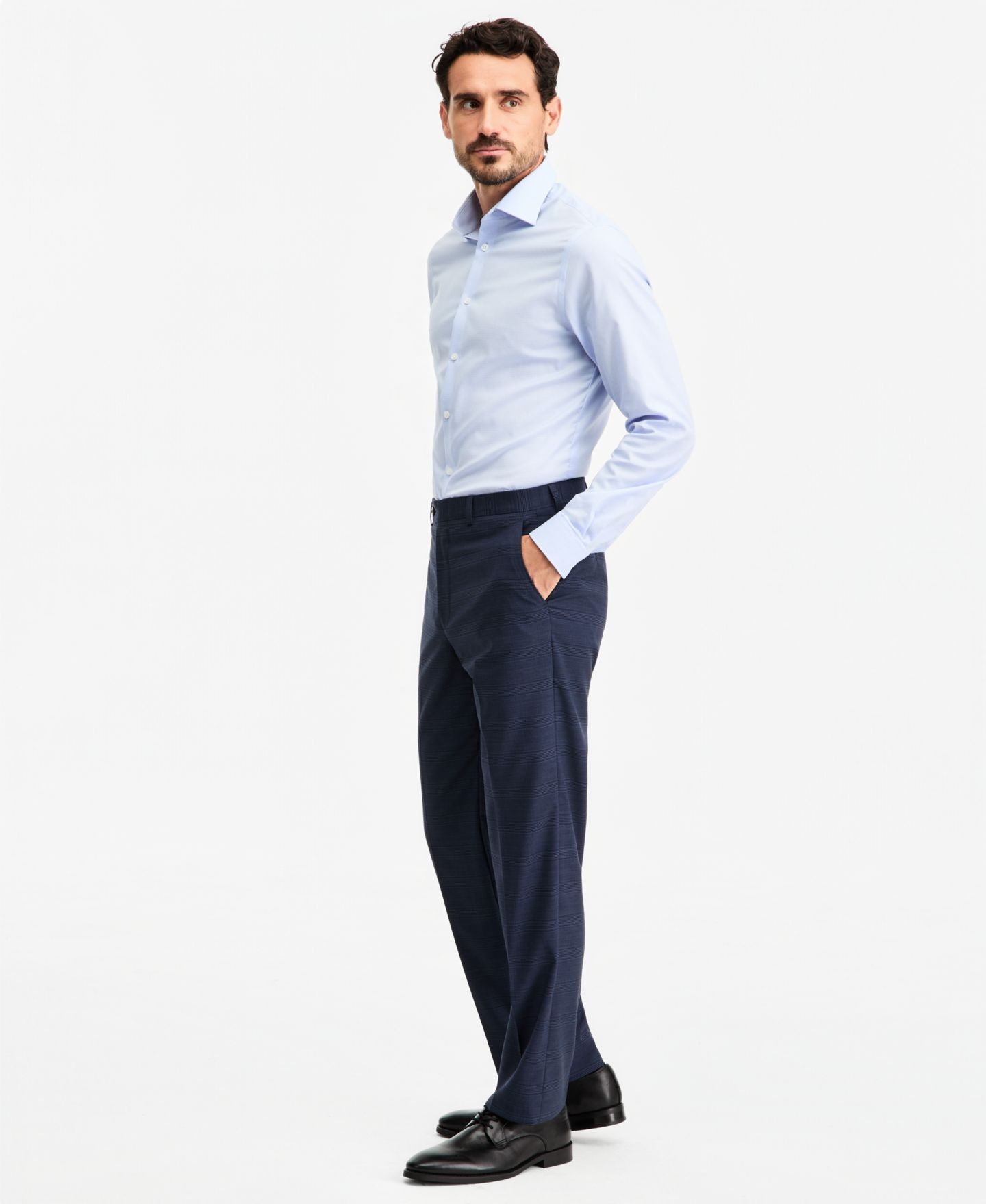 Мужские брюки Michael Kors Classic-Fit Wool-Blend Stretch Plaid Suit Separate, цвет: Синий клетчатый — фото 2