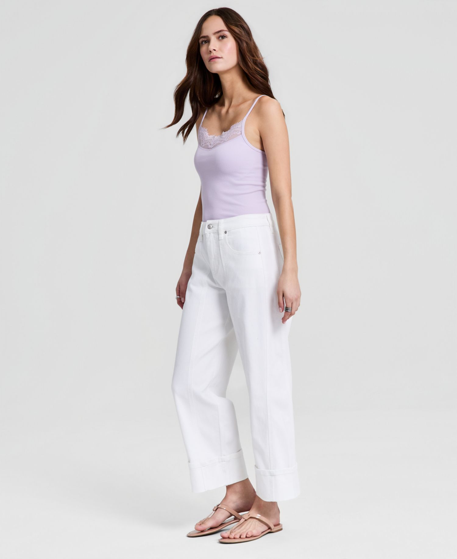 Women's High Rise Cuffed Wide-Leg Jeans