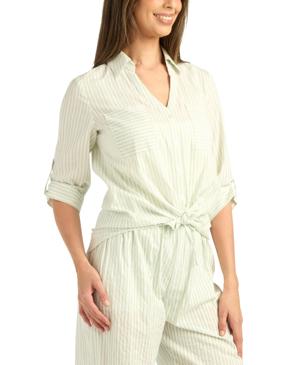 Bcx Women's Striped Button-Up Shirt