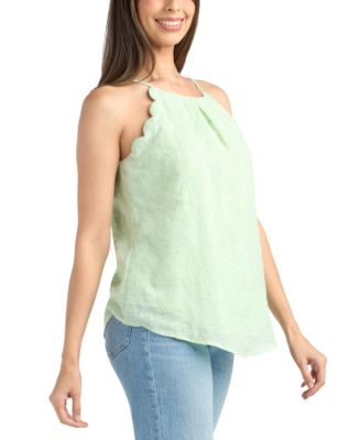 Women's Embroidered Scallop Edge Top