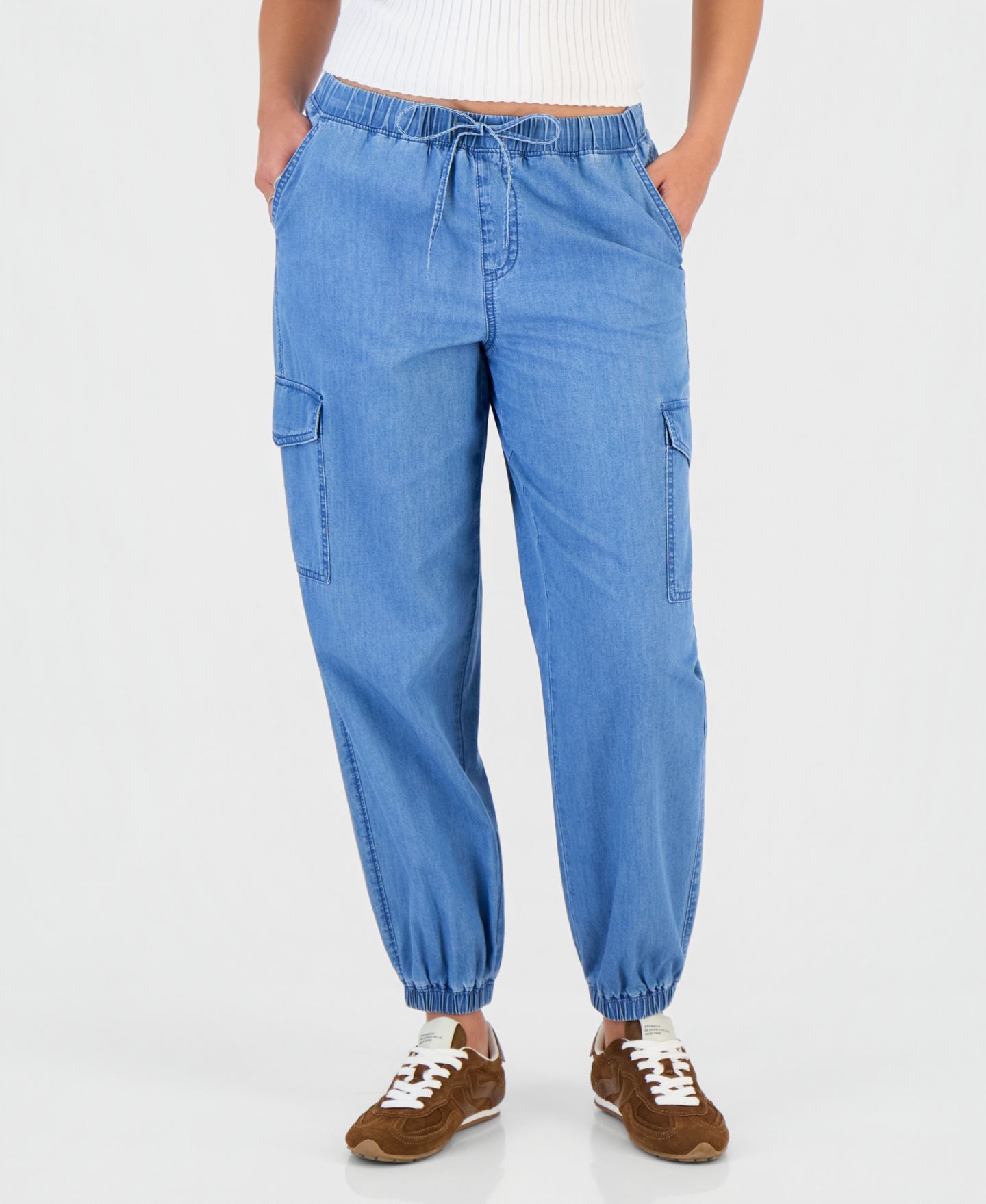 Женские джинсы Madden Girl Juniors' Chambray Cargo Jogger, цвет: Средняя варка — фото 3