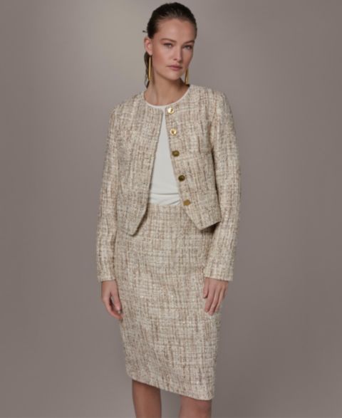 Женские куртки Donna Karan New York Women's Cropped Button-Front Jacket, Regular & Petite