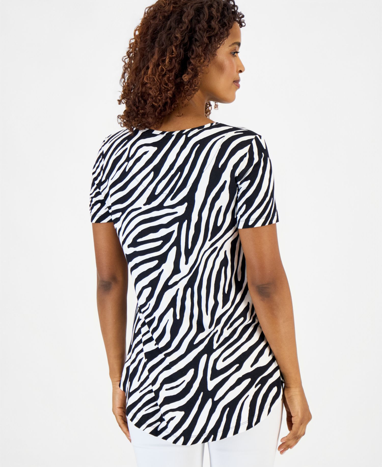 Women's Printed Scoop-Neck Short Sleeve Top