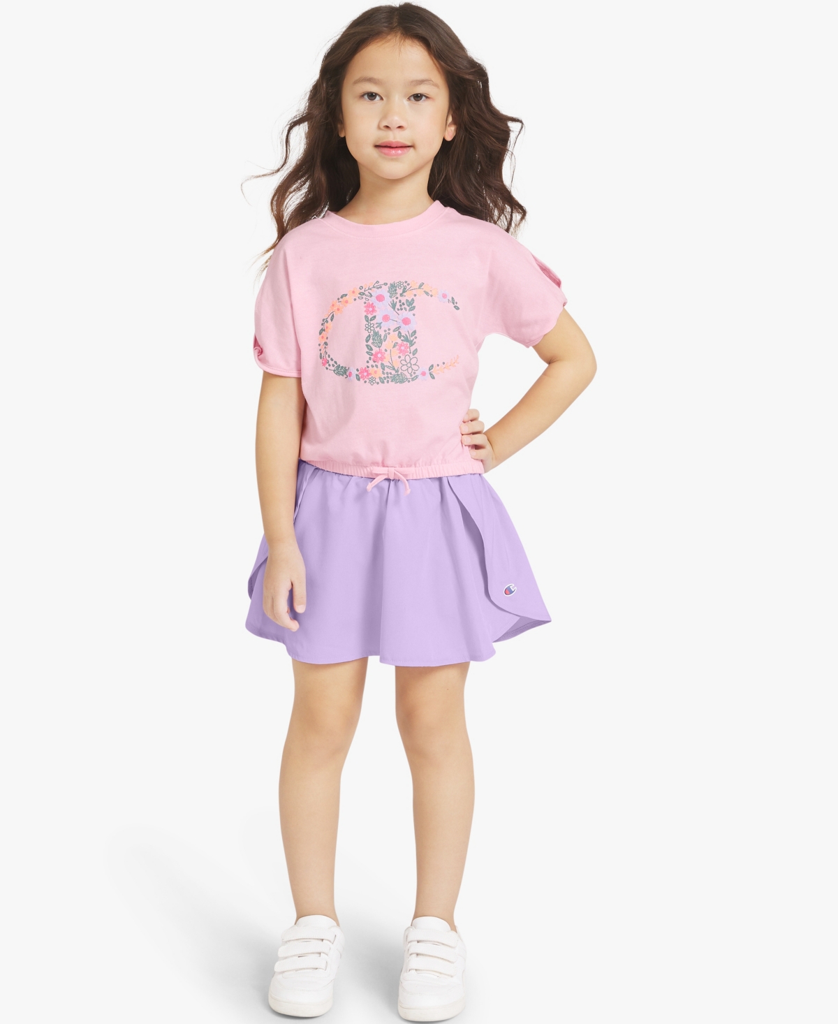 Champion Girls' 4-6X Short-Sleeve T-Shirt and Skort, 2-Piece Set