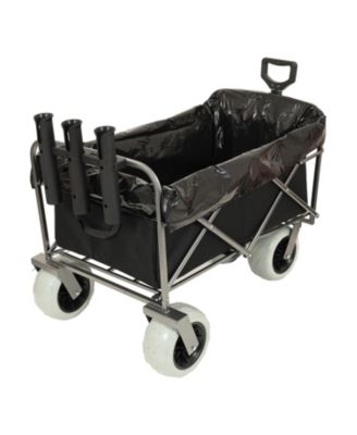 Foldable Steel Storage Wagon Utility Carts Waterproof Fishing Cart with Rod Holders