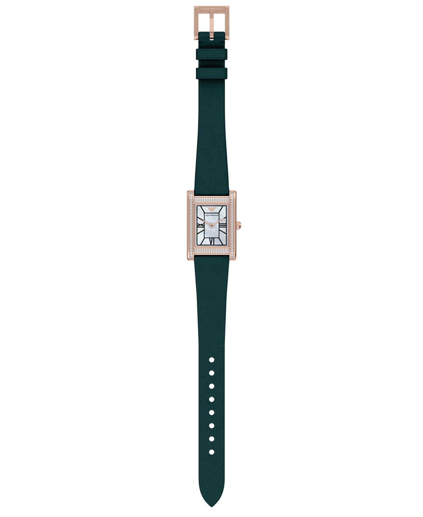 Женские часы Emporio Armani Quartz Two-Hand Green Leather Watch, 32mm — фото 7