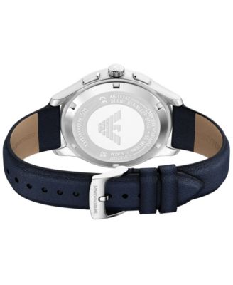 Men's Quartz Chronograph Blue Leather Watch, 42mm