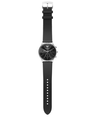 Men's Quartz Chronograph Black Leather Watch, 42mm