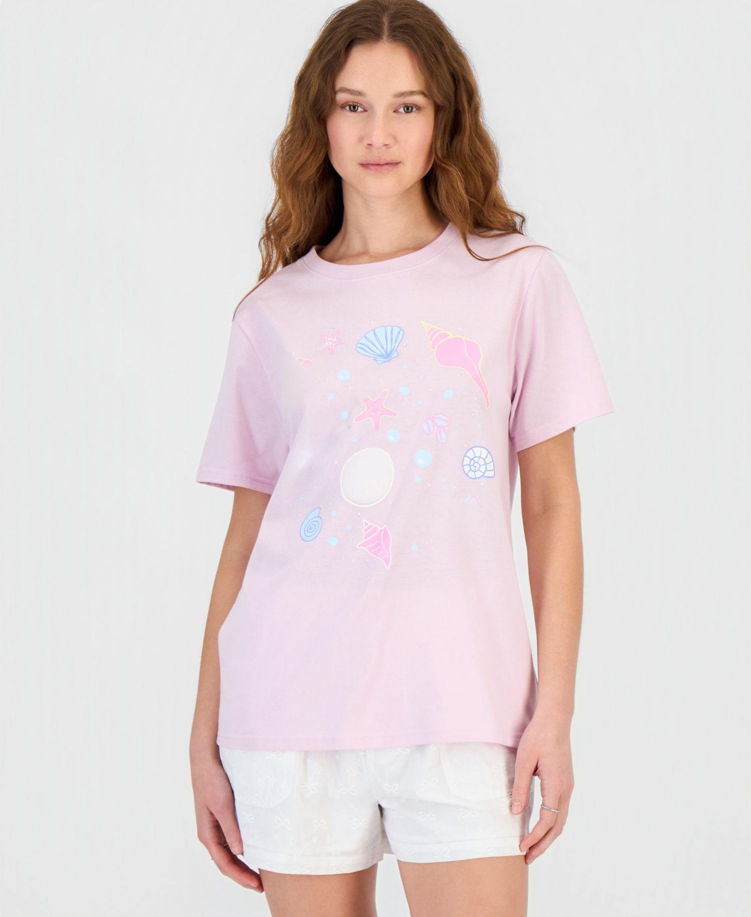 Juniors' Embellished Graphic-Print Short-Sleeve T-Shirt
