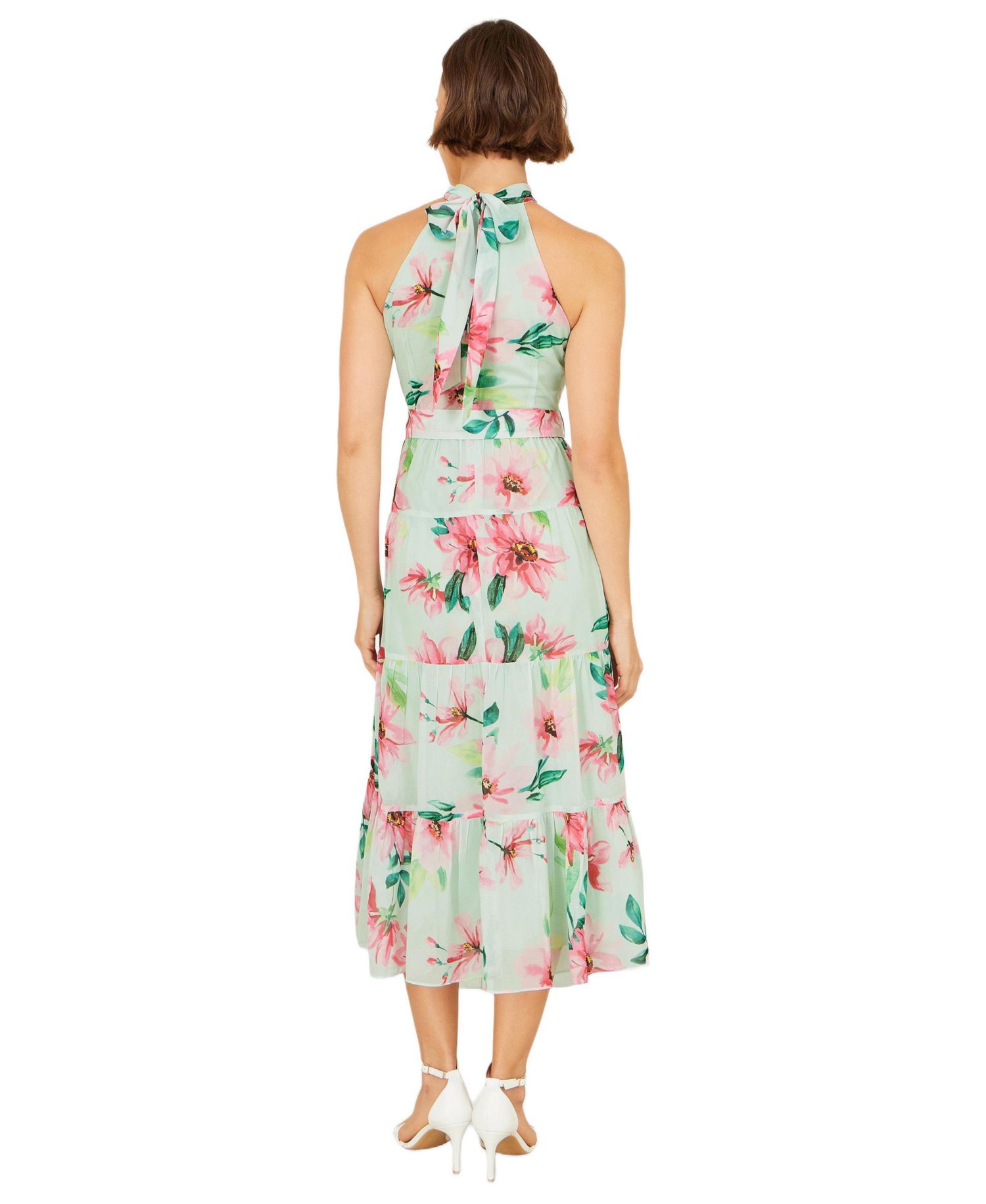 Women's Floral Halter Neck Midi Dress