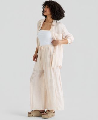 Women's Satin Pull-On Wide-Leg Pants