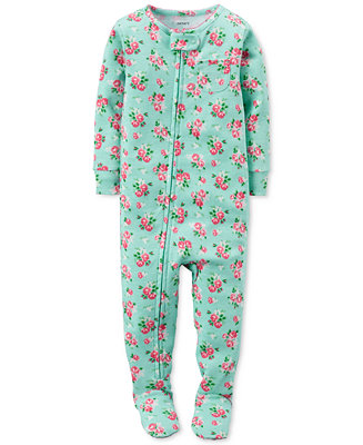Carter's Baby Girls' 1-Pc. Floral-Print Footed Pajamas - Pajamas - Kids