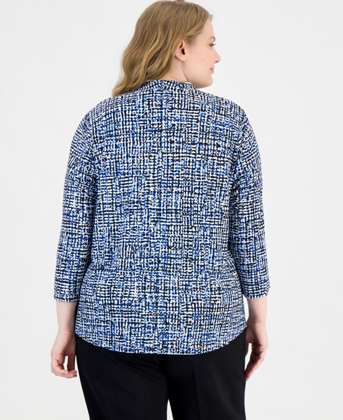 Anne Klein Essentials Plus Pleated 3/4-Sleeve Top