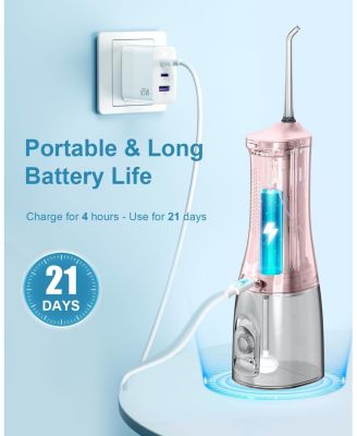 300ml Cordless Water Flosser with 4 Jet Tips, Portable Water Dental Flossers, Rechargeable Oral Irrigator with 4 Modes for Home Travel