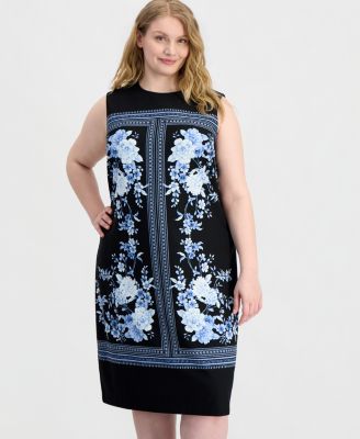 Plus Size Printed Sleeveless Midi Dress