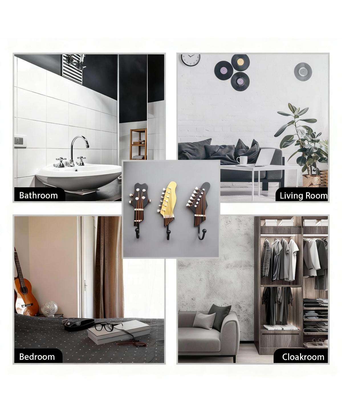 Yigii Heavy Duty, Durable Guitar Shaped Hooks for Hanging Clothes and Accessories